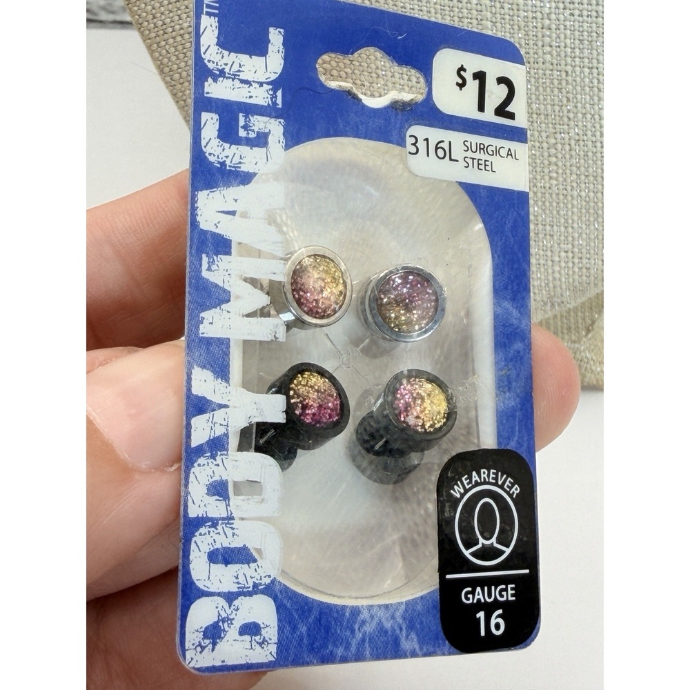 two-pair set of Body Magic 16-gauge surgical steel earrings